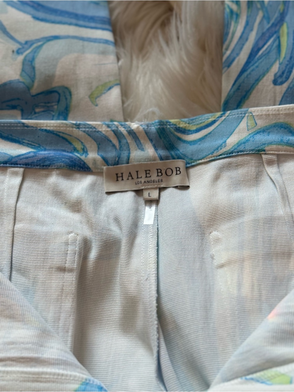 Hale Bob Los Angeles Retro Swirl Print Pants Abstract Blue Green Pucci Style L - Picture 2 of 5